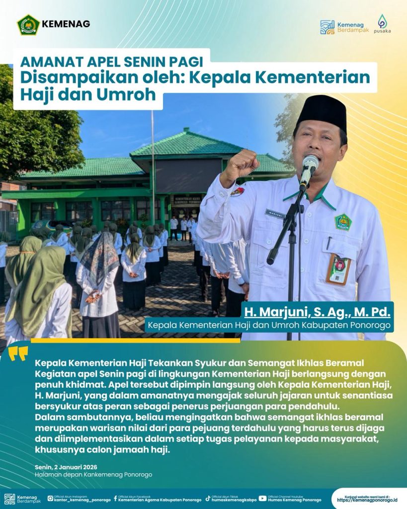 Apel Senin Pagi: Kepala Kementerian Haji Tekankan Syukur dan Semangat Ikhlas Beramal