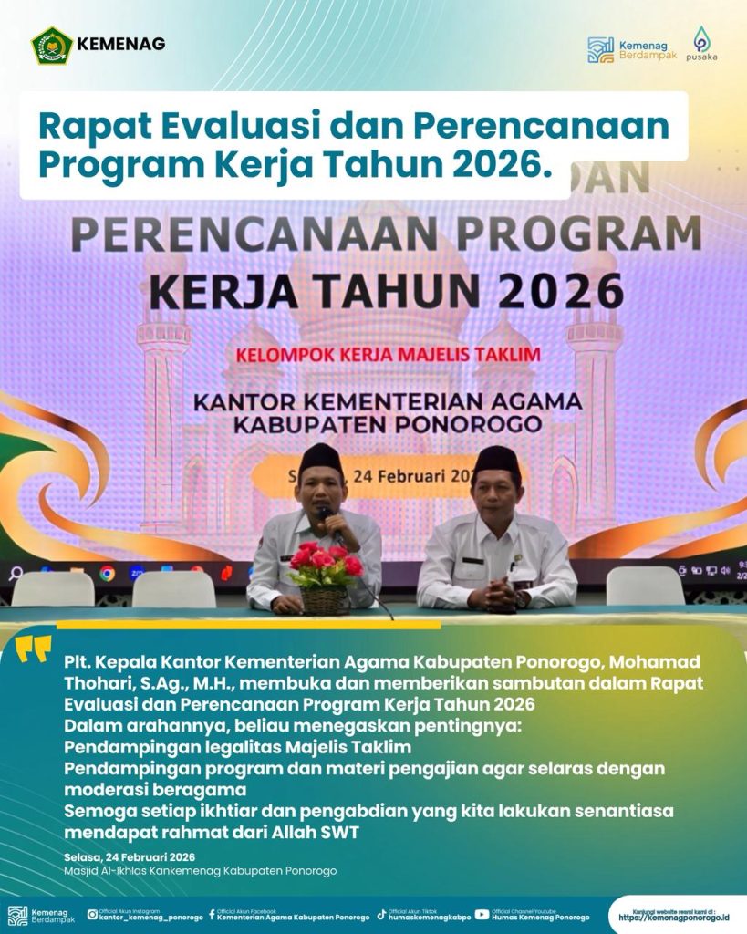 Plt. Kepala Kemenag Ponorogo Buka Rapat Evaluasi dan Perencanaan Program Kerja 2026