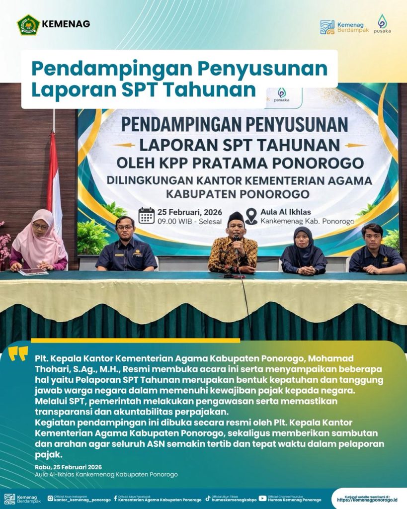 Pendampingan Penyusunan Laporan SPT Tahunan ASN Kemenag Ponorogo