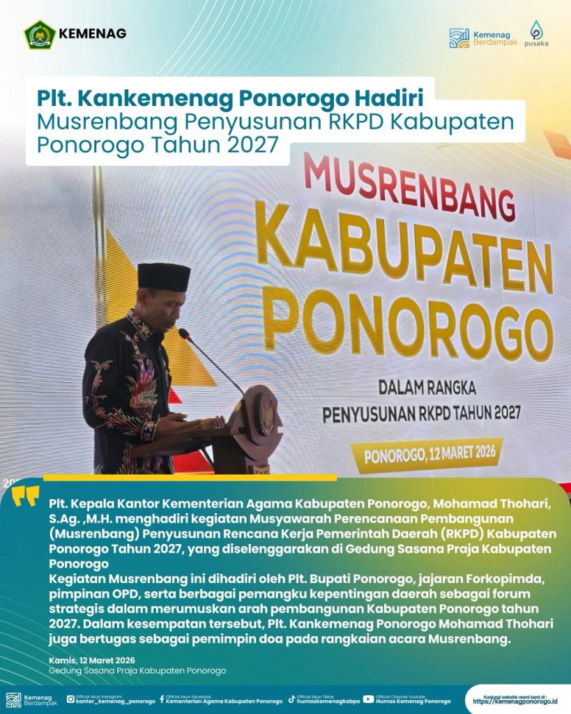 Plt. Kankemenag Ponorogo Hadiri Musrenbang Penyusunan RKPD Kabupaten Ponorogo Tahun 2027