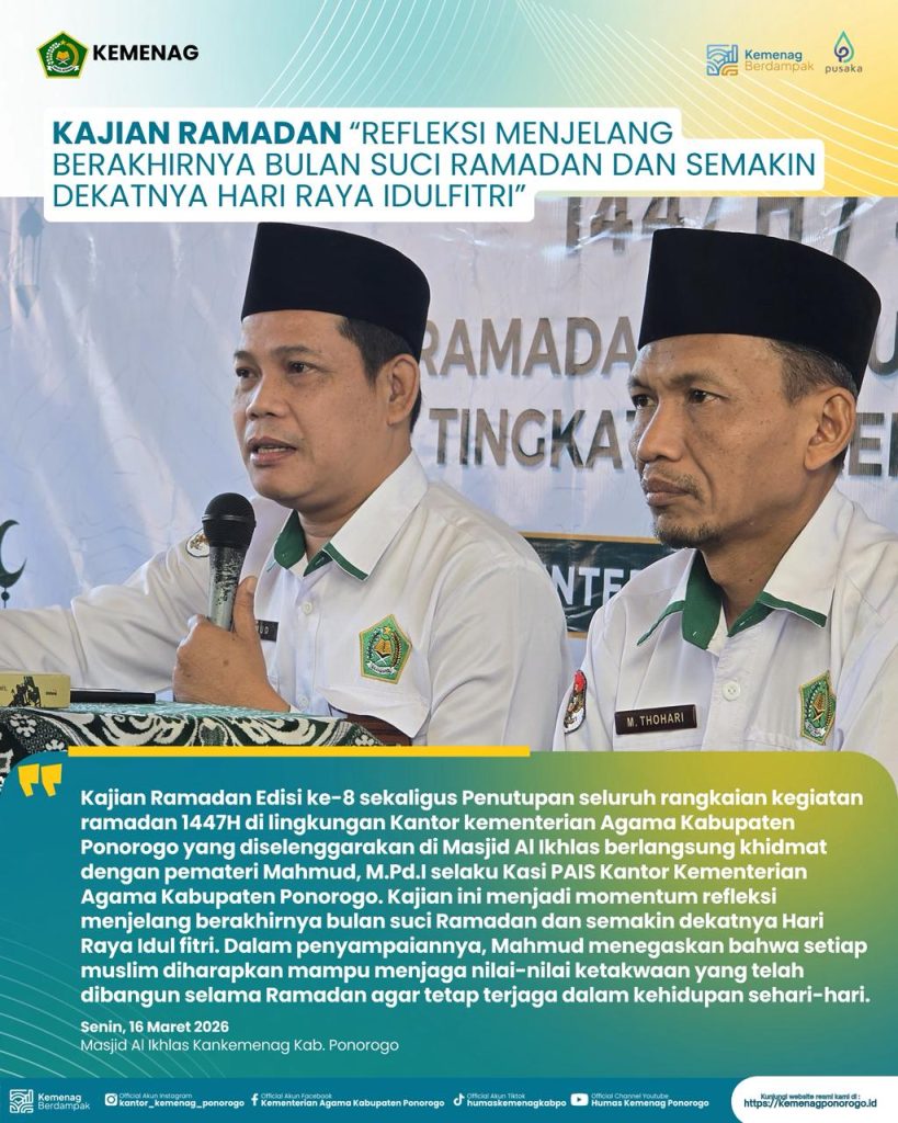 Kajian Ramadan Edisi ke-8 Tandai Penutupan Rangkaian Kegiatan Ramadan 1447 H di Kemenag Ponorogo