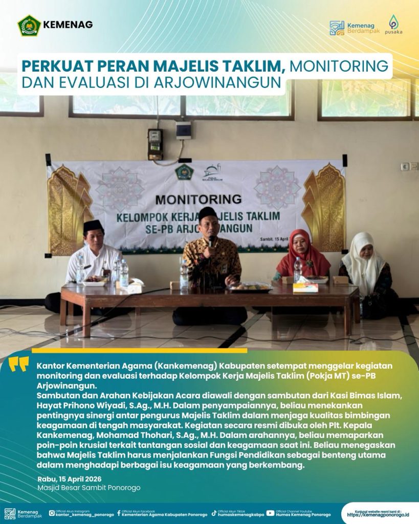 Perkuat Peran Majelis Taklim, Kemenag Gelar Monitoring dan Evaluasi di Arjowinangun