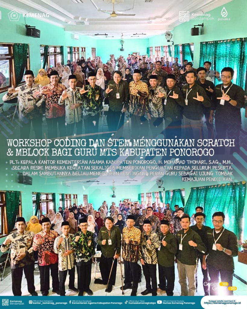 Kemenag Ponorogo Gelar Workshop Coding dan STEM Menggunakan Scratch & mBlock, Tingkatkan Kompetensi Digital Guru MTs